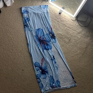 Blue Floral Maxi Skirt